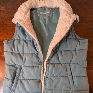 Maurices Light Teal Sherpa Collared Puffer Vest Size Large